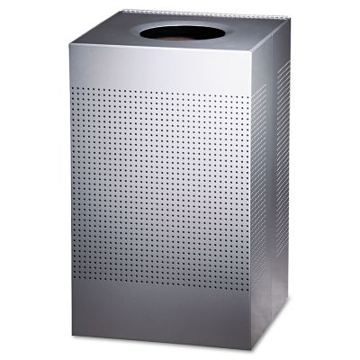 Rubbermaid 20 gal. Designer Line Silhouettes Trash Receptacle, Steel, Silver Metallic