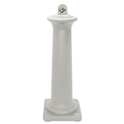 Rubbermaid 22.05 gal. Groundskeeper Tuscan Cigarette Receptacle, Sandstone, 13 in. x 13 in. x 38.38 in.