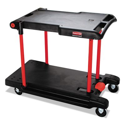 Rubbermaid 400 lb. Capacity Convertible Utility Cart, Two-Shelf, 23.88 in. x 45.13 in. x 34.38 in., Black