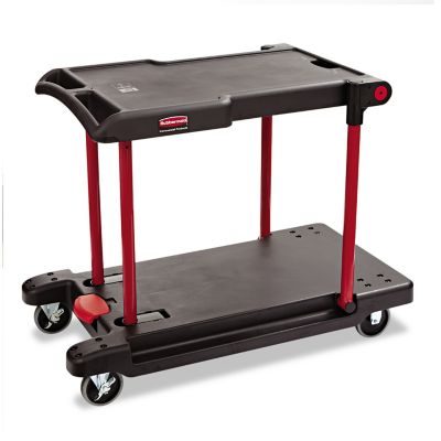 Image showing 5 th Rubbermaid 400 lb. Capacity 2-Shelf Convertible Utility Cart, Black