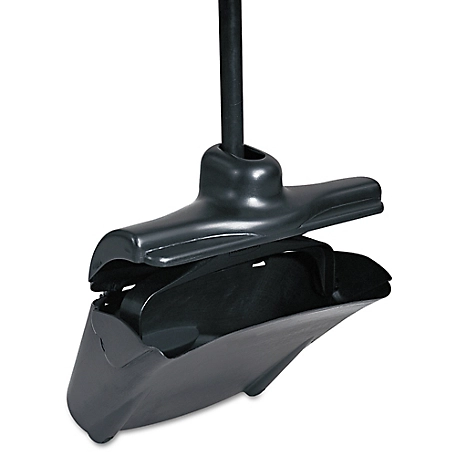 Rubbermaid 12-1/2 in. Lobby Pro Upright Dust Pan with Cover, Plastic Pan/Metal Handle, Black
