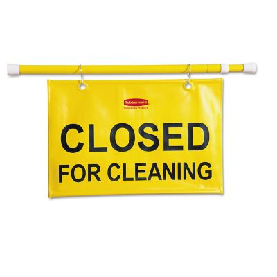 Rubbermaid 50 in. x 1 in. x 13 in. Site Safety Hanging "Closed for Cleaning" Sign, Yellow