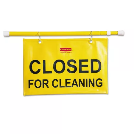 Rubbermaid Hanging 'Closed for Cleaning' Sign for Site Safety 50 in x 1 in x 13 in Yellow Safety Signs