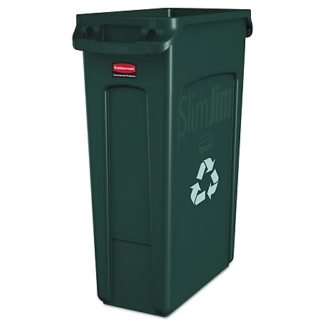 Rubbermaid 23 gal. Slim Jim with Venting Channels Recycling Container, Plastic, Green