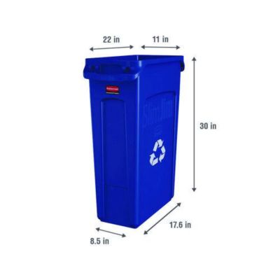 Image showing  23 gal. Slim Jim Recycling Container with Venting Channels, Plastic, Blue, 11 x 21 x 28-1/2 in.
