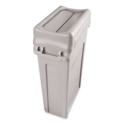 Image showing  Rectangular Plastic Swing Lid for Slim Jim Trash Cans, Gray