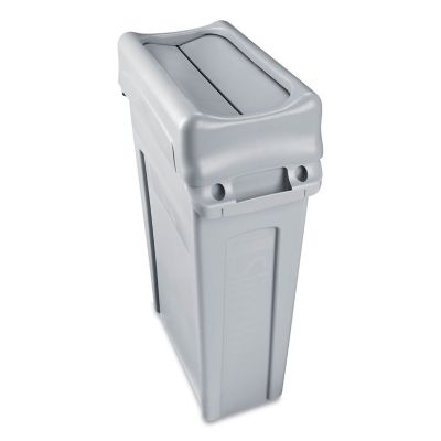 Image showing  Rectangular Plastic Swing Lid for Slim Jim Trash Cans, Gray
