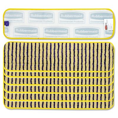 Image showing  Microfiber Scrubber Pad, Vertical Polypropylene Stripes, 18 in., Yellow, 6-Pack