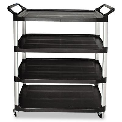 Rubbermaid 300 lb. Capacity Open Sided Utility Cart, Four-Shelf, 40.63 in. x 20 in. x 51 in., Black