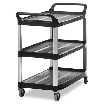 Rubbermaid 300 lb. Capacity Open Sided Utility Cart, Three-Shelf, 40.63 in. x 20 in. x 37.81 in., Black