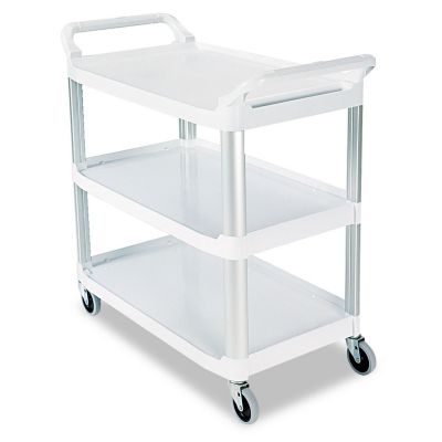 Rubbermaid 300 lb. Capacity Open Sided Utility Cart, Three-Shelf, 40.63 in. x 20 in. x 37.81 in., Off-White