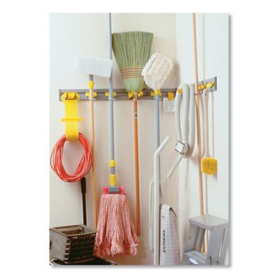 Image showing 5 th Rubbermaid Closet Organizer/Tool Holder, 34w x 3.25d x 4.25h, Gray