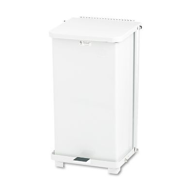 Rubbermaid 12 gal. Defenders Biohazard Waste Step Can, Square, Steel, White