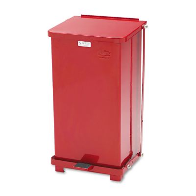 Rubbermaid 12 gal. Defenders Biohazard Step Can, Square, Steel, Red