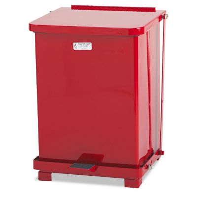 Rubbermaid 7 gal. Defenders Biohazard Step Can, Square, Steel, Red -  ST7ERDPL