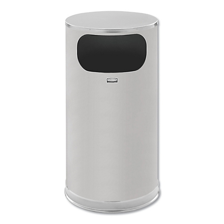 Rubbermaid 12 gal. European and Metallic Side-Opening Receptacle, Round, Satin Stainless