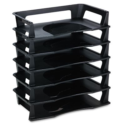 Rubbermaid Regeneration Recycled Plastic Letter Tray, 6 Sections, Letter Size, 9.13 in. x 15.25 in. x 2.75 in., Black