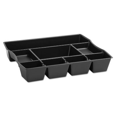 Rubbermaid 9-Compartment Deep Drawer Organizer, Plastic, 11-7/8 in. x 14-7/8 in. x 2-1/2 in., Black
