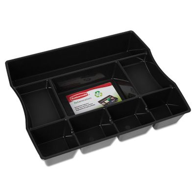 Image showing  9-Compartment Deep Drawer Organizer, Plastic, 11-7/8 in. x 14-7/8 in. x 2-1/2 in., Black
