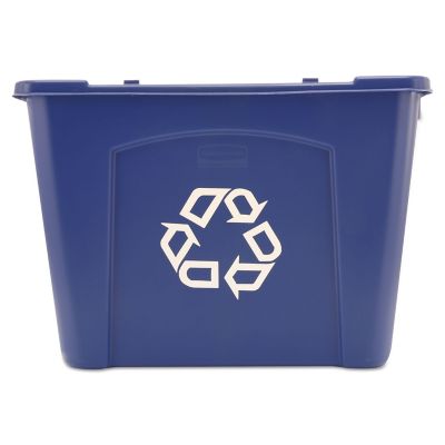 Rubbermaid 14 gal. Rectangular Stacking Recycle Bin, Polyethylene, Blue