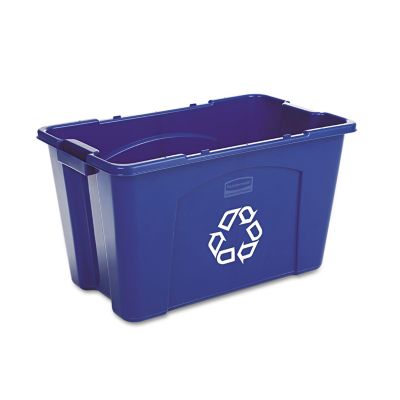 Rubbermaid 18 gal. Rectangular Stacking Recycle Bin, Polyethylene, Blue