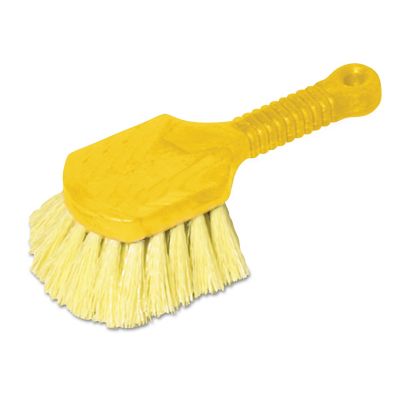 Rubbermaid Long Handle Scrub Brush, 8 in., Gray/Yellow