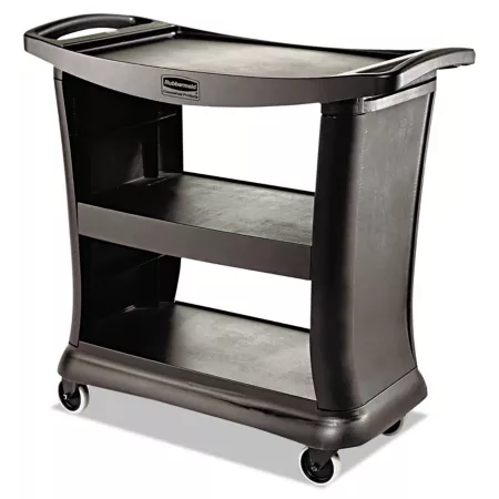 Rubbermaid Executive Serving Cart 300 lb Capacity Three Shelves 20.33 in x 38.9 in x 38.9 in Black Utility Carts