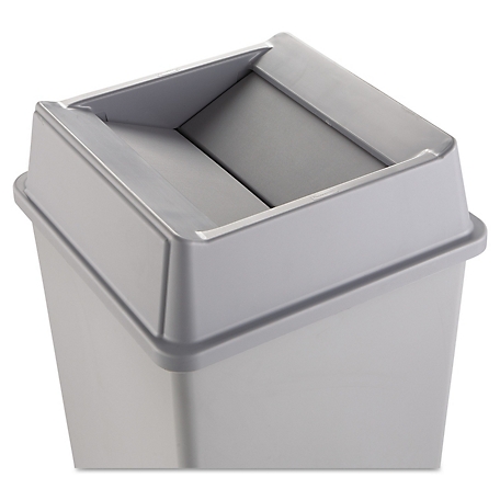 Rubbermaid Untouchable Square Swing Top Waste Container Lid, Plastic, Gray, 20.13 in. x 20.13 in. x 6.25 in.
