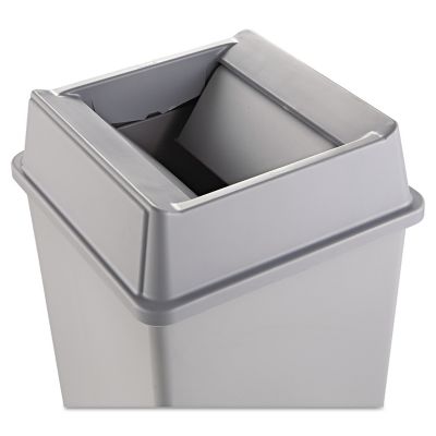Image showing  Square Plastic Untouchable Swing Top Waste Container Lid, 20.13 in. x 20.13 in. x 6.25 in., Gray
