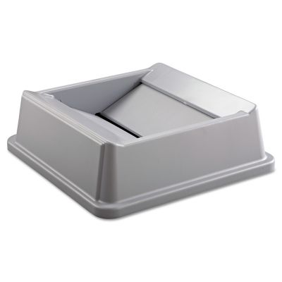 Image showing  Square Plastic Untouchable Swing Top Waste Container Lid, 20.13 in. x 20.13 in. x 6.25 in., Gray