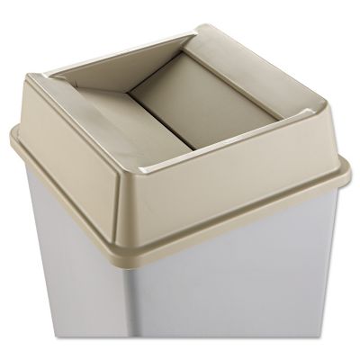 Rubbermaid Untouchable Square Swing Top Waste Container Lid, Plastic, Beige, 20.13 in. x 20.13 in. x 6.25 in.