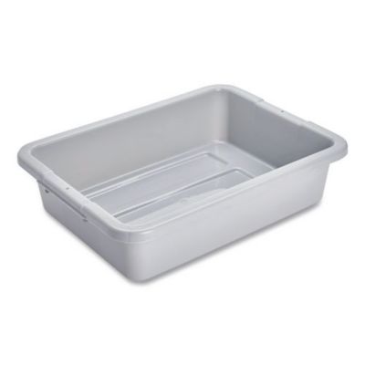 Image showing  4.6 gal. Plastic Bus/Utility Tote, 20 in. x 15 in. x 5 in., Gray