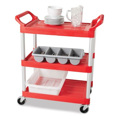 Image showing  4-Compartment Plastic Commercial Cutlery Bin, 21-1/4 in., Gray