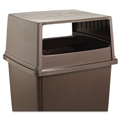 Image showing  56 gal. Rectangular Plastic Lid for Hooded Commercial Glutton Trash Cans, 23 in. x 26.63 in. x 13 in., Brown