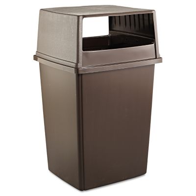 Image showing  56 gal. Rectangular Plastic Lid for Hooded Commercial Glutton Trash Cans, 23 in. x 26.63 in. x 13 in., Brown