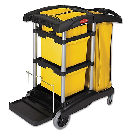 HYGEN M-Fiber Healthcare Cleaning Cart, 22 in. x 48.25 in. x 44 in., Black/Yellow/Silver