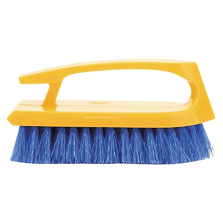 Rubbermaid Long Handle Scrub Brush, 6 in., Yellow/Blue