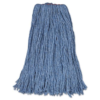 Rubbermaid Cotton/Synthetic Cut-End Blend Wet Mop Head, 24 oz., 1 in. Band, Blue, 12-Pack