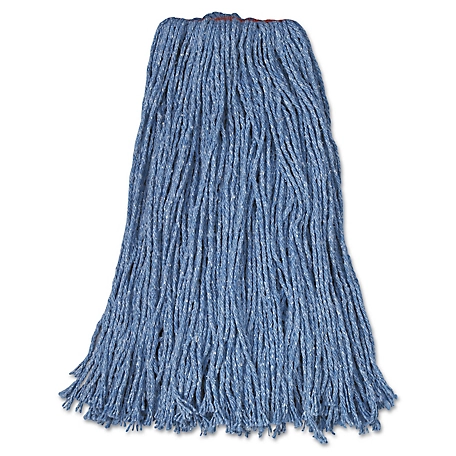 Rubbermaid Cotton/Synthetic Cut-End Blend Wet Mop Head, 24 oz., 1 in. Band, Blue, 12-Pack