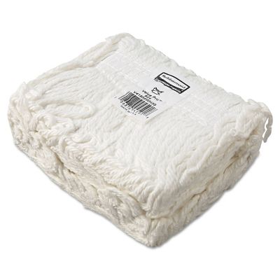 Image showing 2 th Rubbermaid Economy Cut-End Rayon Mop Head, 24 oz., 1 in. Band, White, 12-Pack