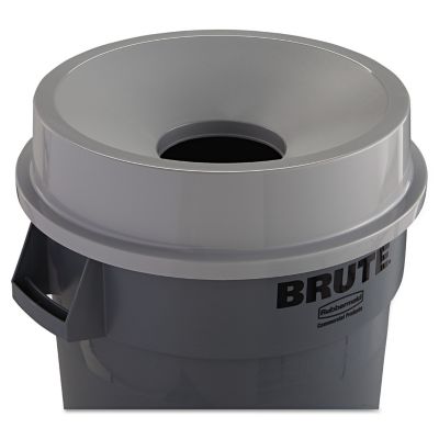 Image showing  BRUTE Round Plastic Funnel Top for Trash Cans, 22.38 in. x 5 in., Gray