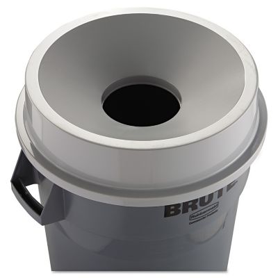 Image showing  BRUTE Round Plastic Funnel Top for Trash Cans, 22.38 in. x 5 in., Gray