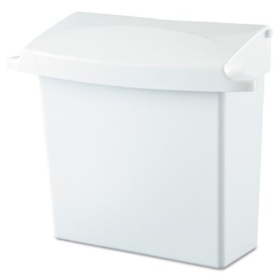 Rubbermaid Rigid Liner Sanitary Napkin Receptacle, Rectangular, Plastic, White