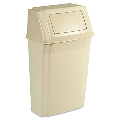 Rubbermaid 15 gal. Slim Jim Wall-Mounted Trash Container, Rectangular, Plastic, Beige