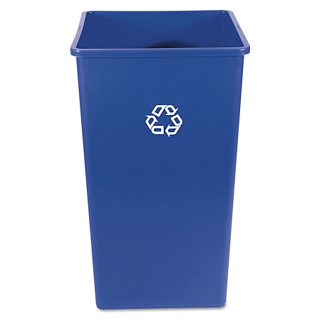 Rubbermaid 50 gal. Square Recycling Container, Plastic, Blue