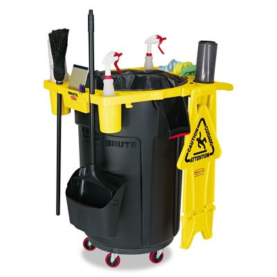 Image showing  4-Compartment Standard Rim Trash Can Caddy for 32.5 in. Cans, Yellow