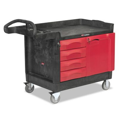 Rubbermaid 750 lb. Capacity Trademaster Cart, One-Shelf, 26.25 in. x 49 in. x 38 in., Black