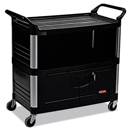 Rubbermaid Xtra Equipment Cart 300 lb Capacity Three Shelves 20.75 in x 40.63 in x 37.8 in Black Utility Carts