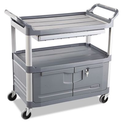 Rubbermaid 300 lb. Capacity Xtra Instrument Cart, Three-Shelf, 20 in. x 40.63 in. x 37.8 in., Gray
