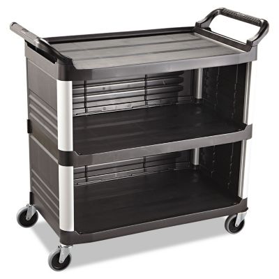 Rubbermaid 300 lb. Capacity Xtra Utility Cart, Three-Shelf, 20 in. x 40.63 in. x 37.8 in., Black